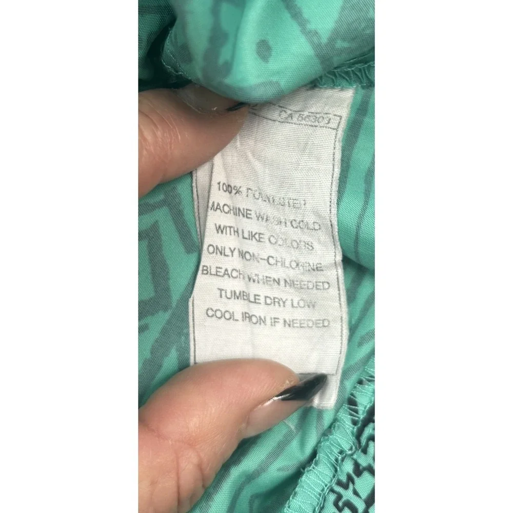 Zine women's Teal Athletic Aztec‎ full zip hooded windbreaker jacket size Large